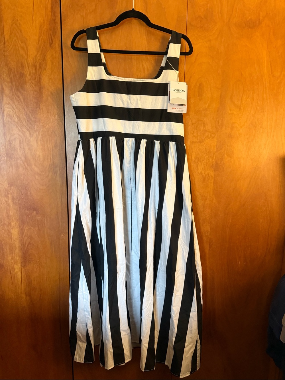 Amazon Black and White Striped Maxi Dress NWT Size L